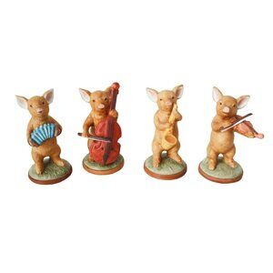 Vintage Enesco 1979 Musical Pig Figurines Set Of 4 Playing Instruments Ceramic